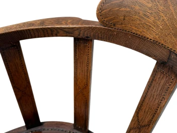 Art Deco Captain"s Chair or Armchair with Leather Seat, 1930s